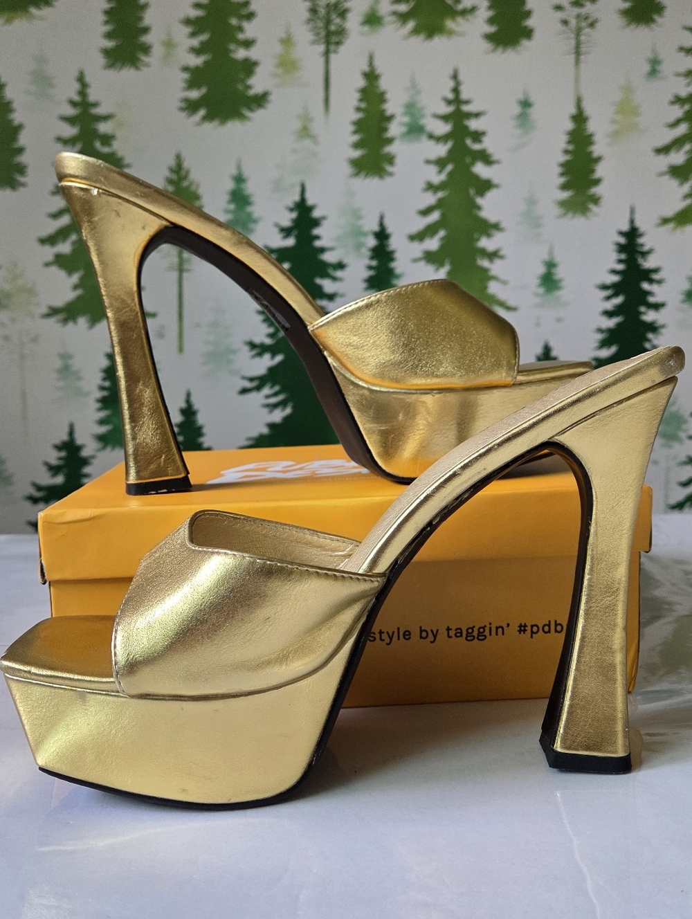 Public Desire Metallic Gold Platform Mules